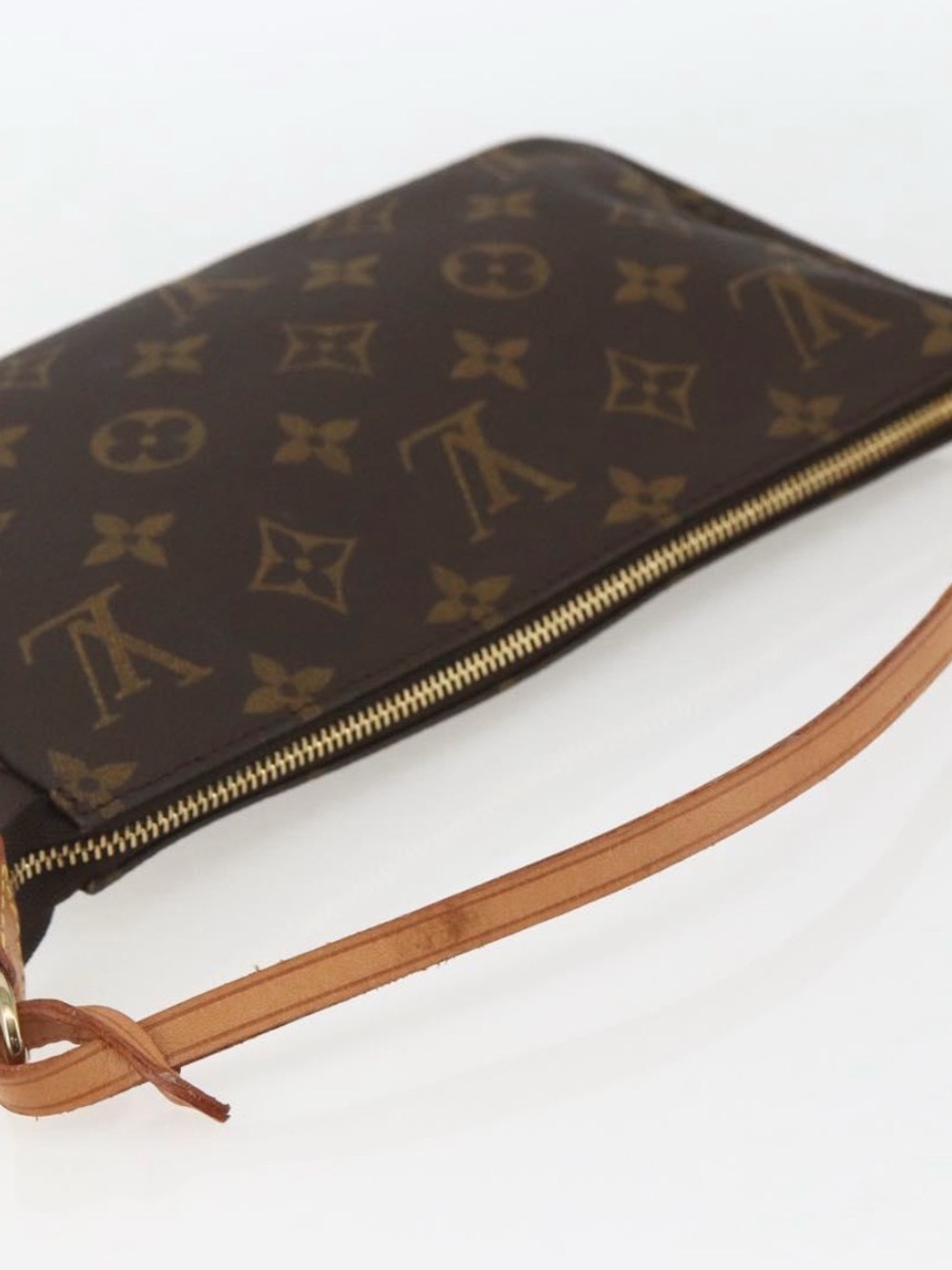 Louis Vuitton Monogram Pochette Shoulder Bag in Brown with Tan Strap - Picture 7 of 16